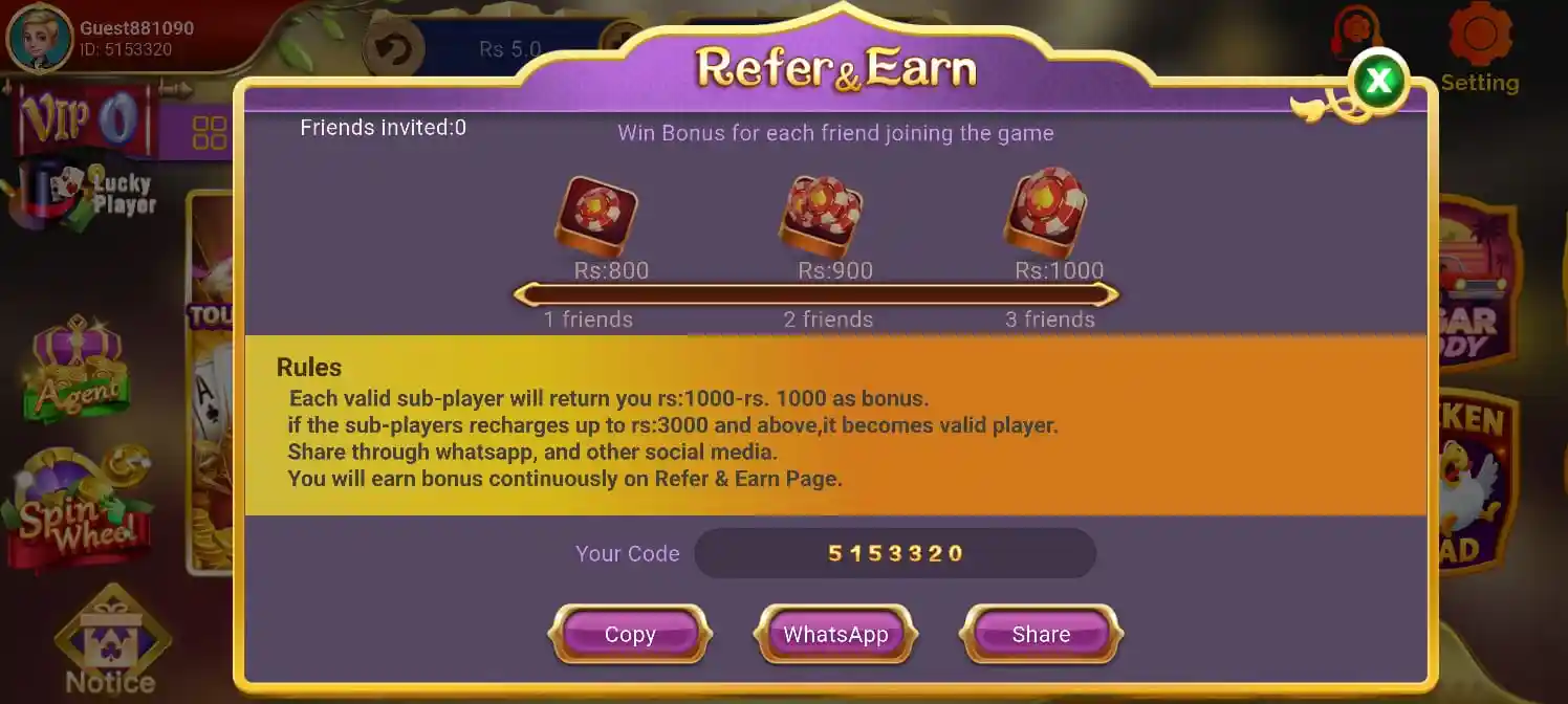 3 Patti Sikka Refer Earn