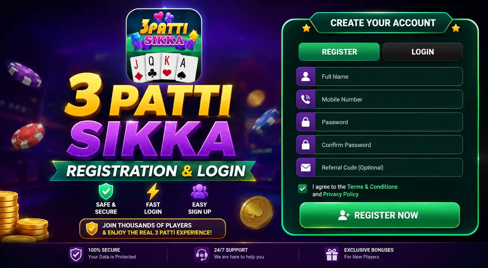 3 Patti Sikka Registration and Login Guide